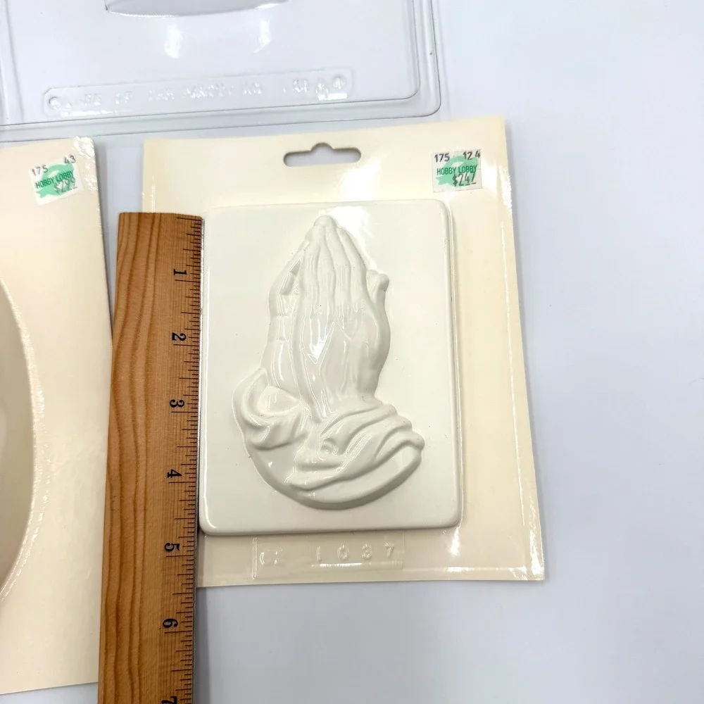 Lot of 5 Large Vintage Chocolate Molds Face Martini Prayer Hands Mold